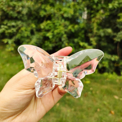 Transparent Diamond  White Mother & Baby Butterfly Hair Claw Clips Set