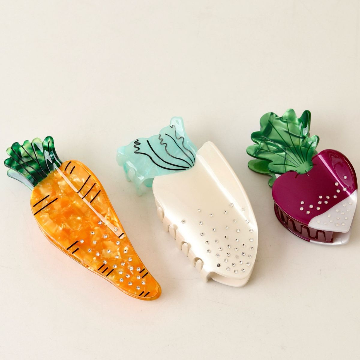 Large Carrot Radish Vegetable Hair Claw 3 Styles