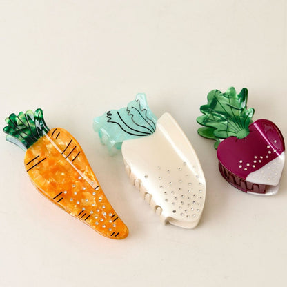 Large Carrot Radish Vegetable Hair Claw 3 Styles