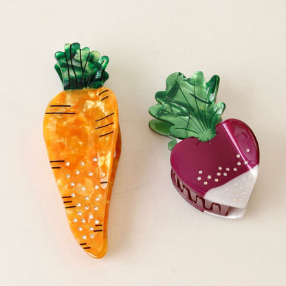 Large Carrot Radish Vegetable Hair Claw 3 Styles