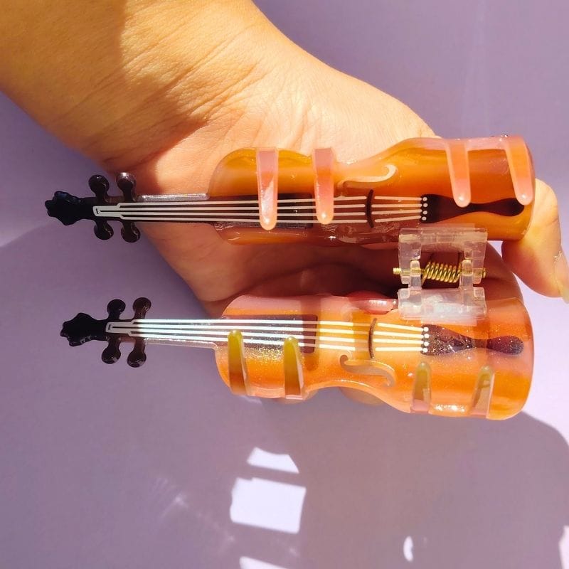 Khaki Violin with Zircon Hair Claw