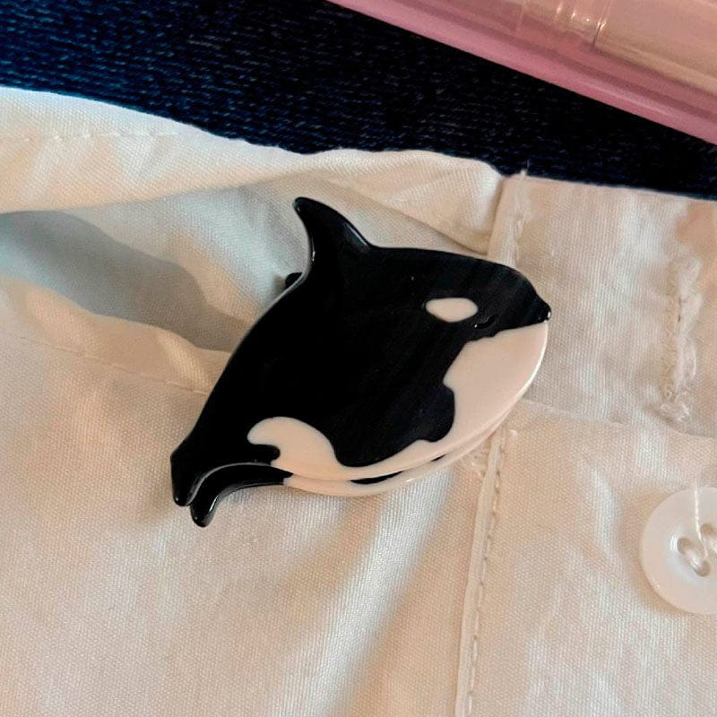 Mini Black Whale Hair Claw Clip