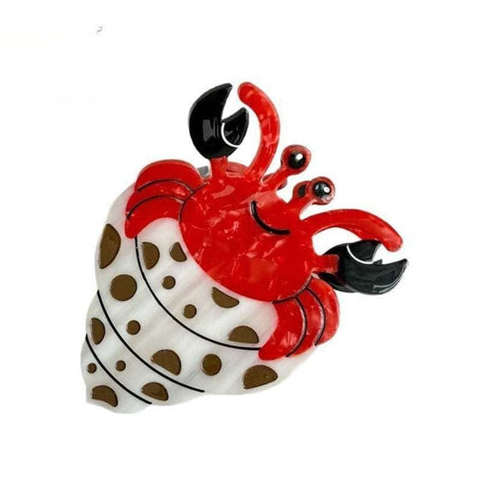 Medium White & Brown Hermit Crab Hair Claw