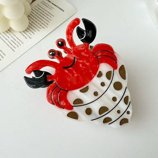 Medium White & Brown Hermit Crab Hair Claw