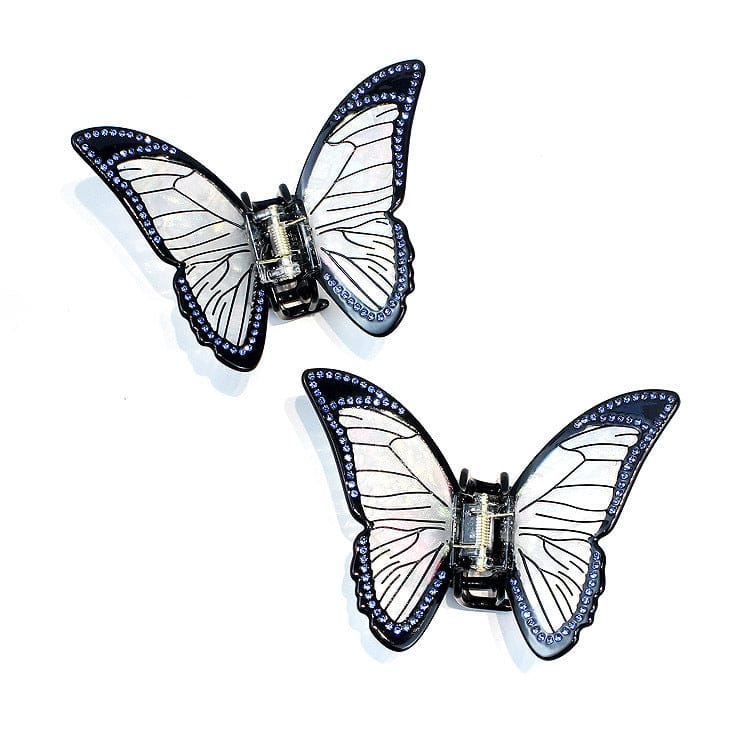 White Moonlight Rhinestone Pattern Butterfly Hair Claw