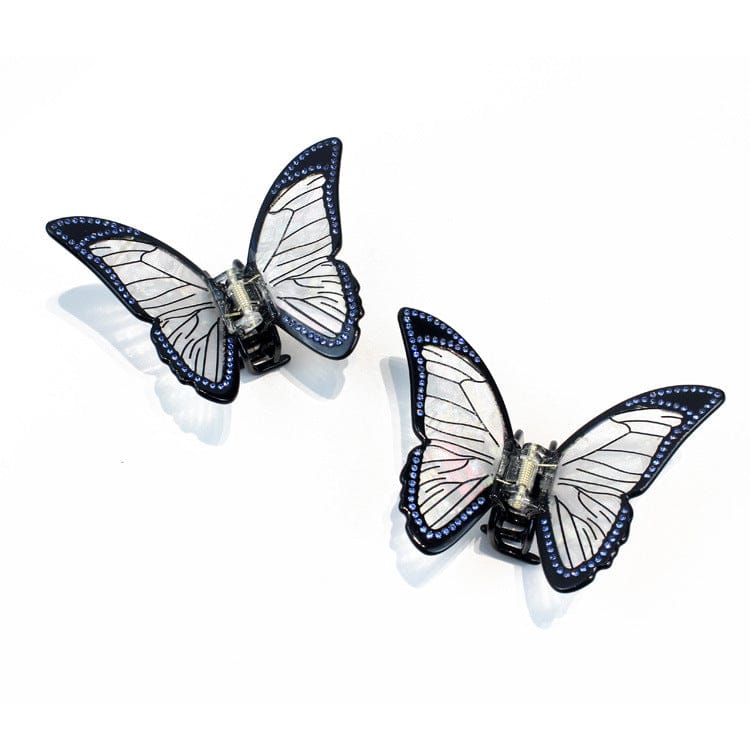 White Moonlight Rhinestone Pattern Butterfly Hair Claw