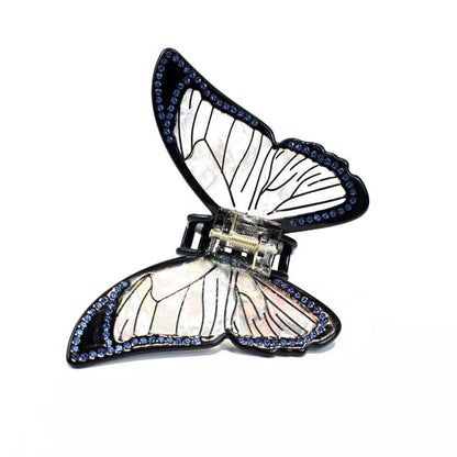 White Moonlight Rhinestone Pattern Butterfly Hair Claw