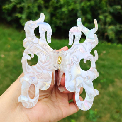 Large Iridescent White Octopus Hair Claw