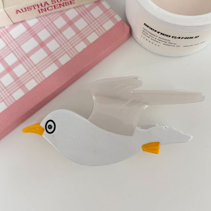 Jumbo White Seagull Hair Claw