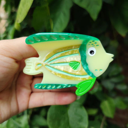Medium Yellow  Green Angelfish Hair Claw