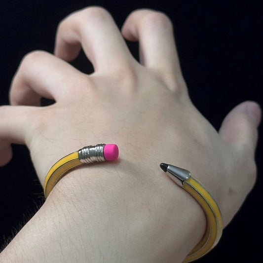 Yellow Pencil Open Bangle Bracelet